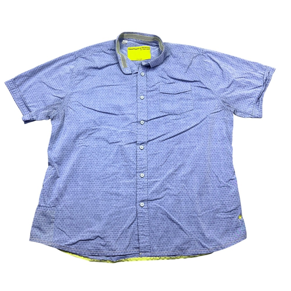Descendant of Thieves Mens‎ XL Blue Pattern Short Sleeve Button Up Shirt